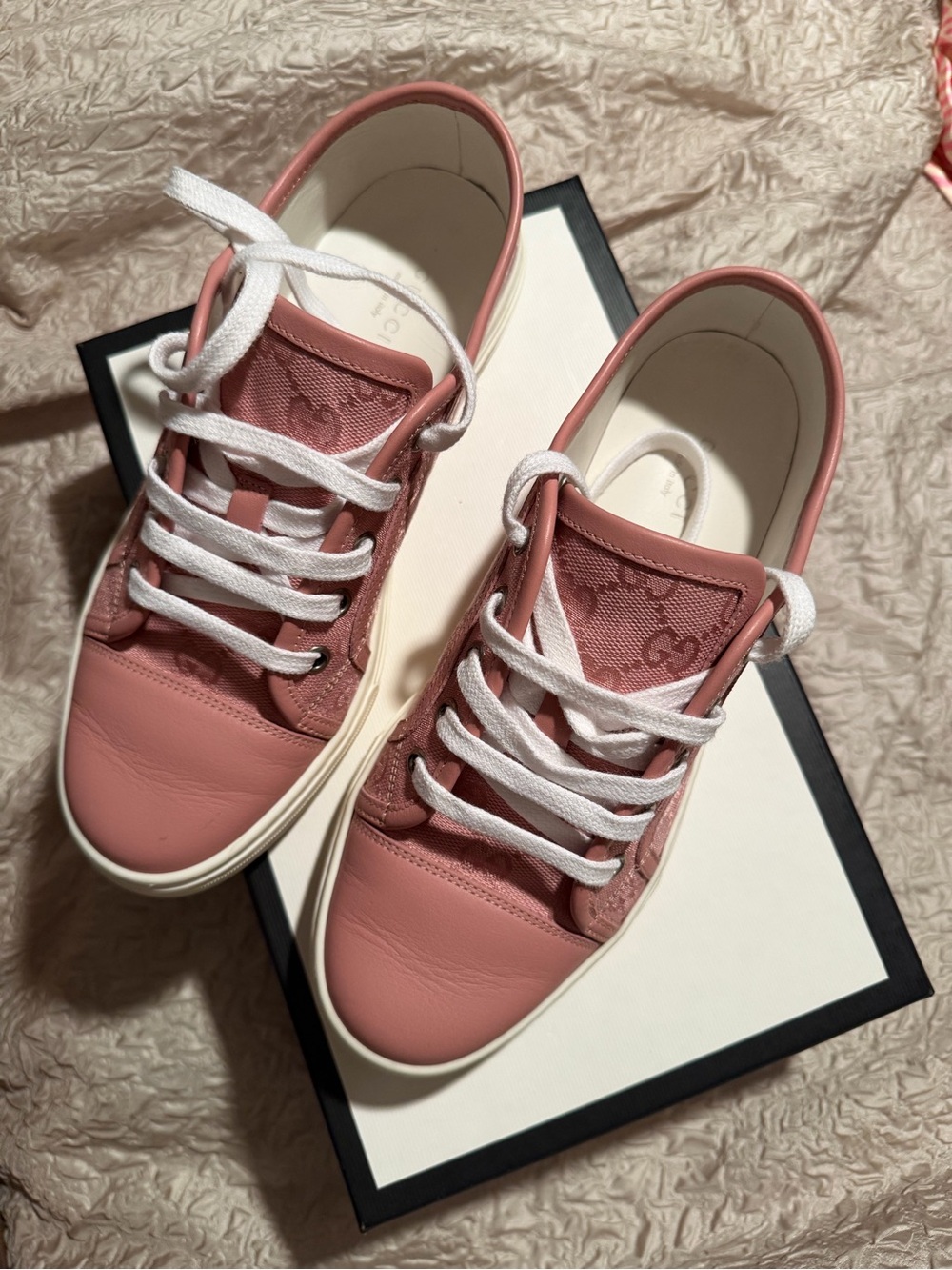 GUCCI TESS S GOMMA ROSE GG MONOGRAM SNEAKERS SIZE 38